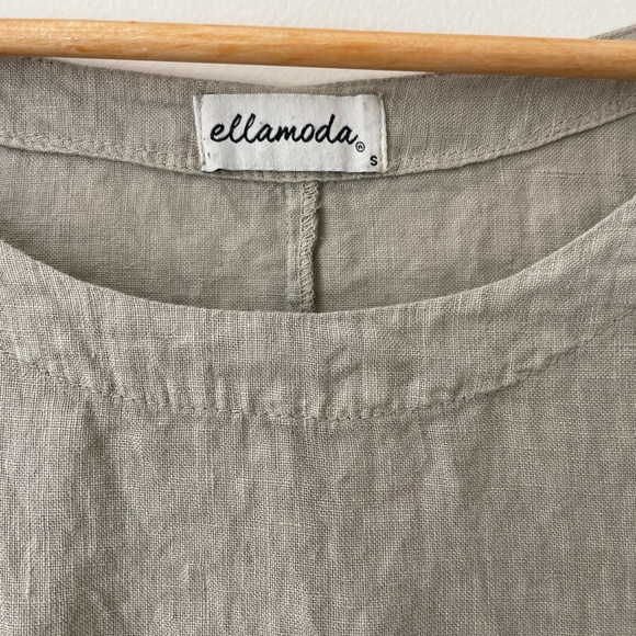 Ellamoda Linen Dress Made in Italy Size Small Grey Sage Lagenlook Boho - Picture 5 of 8